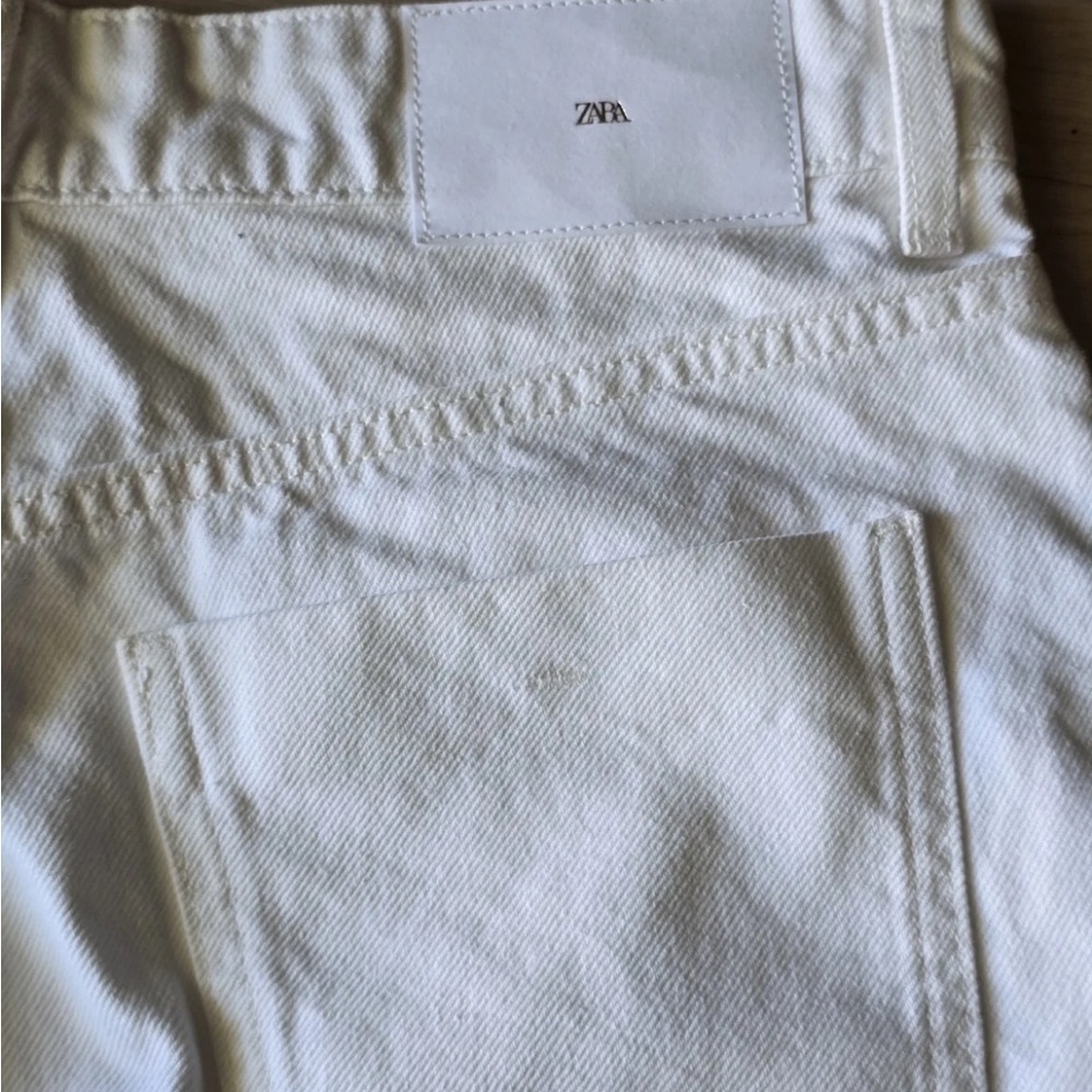 Zara White Denim Mom Shorts Sz 8 Women New - Picture 13 of 13